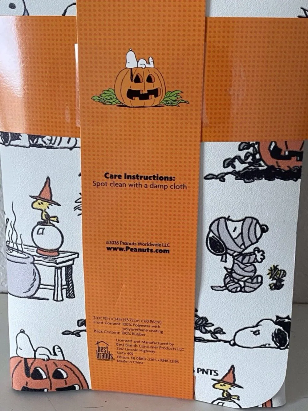 Peanuts Snoopy Woodstock QUICK DRYING RUBBER Kitchen Mat 18 X 24” Halloween NEW